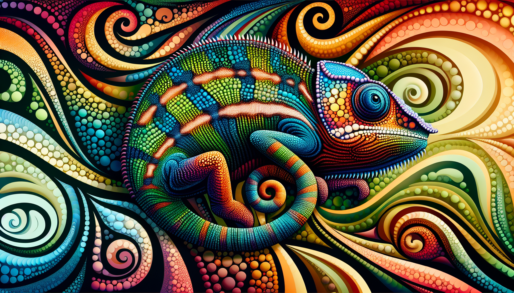 Illustration of a brand personality evolving like a chameleon