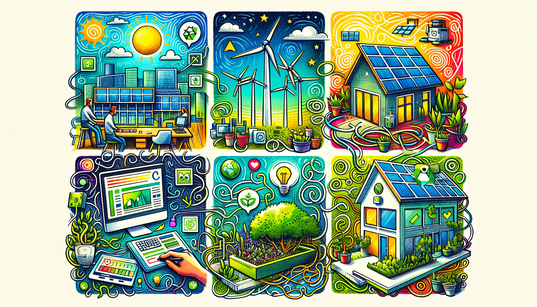 Illustration of sustainable tech companies on Instagram